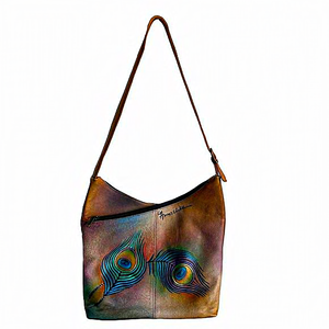 Anuschka V Top‎ Hobo Shoulder Bag Peacock Flower